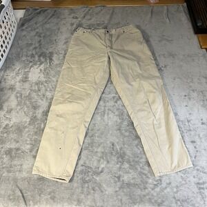 Guide Gear Straight Pants Mens 38x34 (Meas. 36x31.5) Khaki Flannel Lined - STAIN